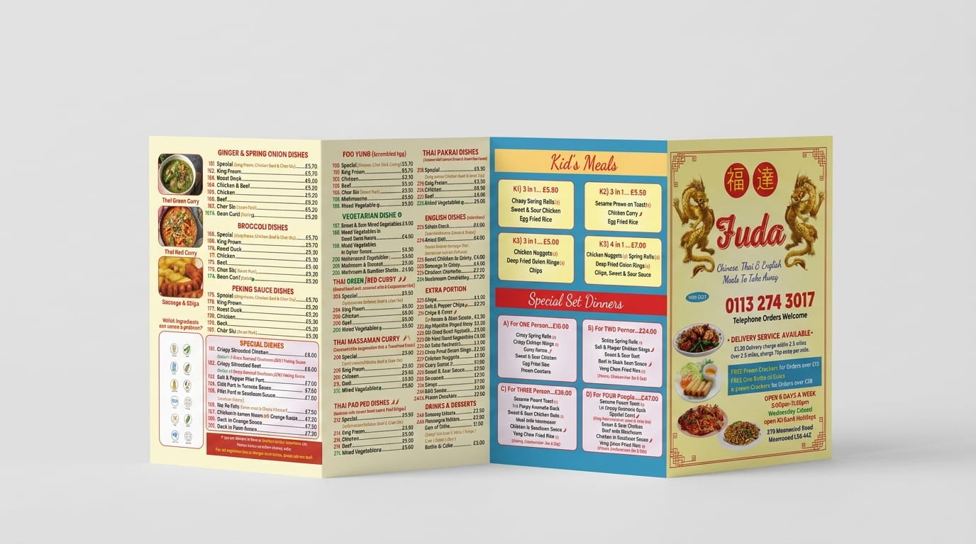 Fuda Takeaway Print Ready menu sample