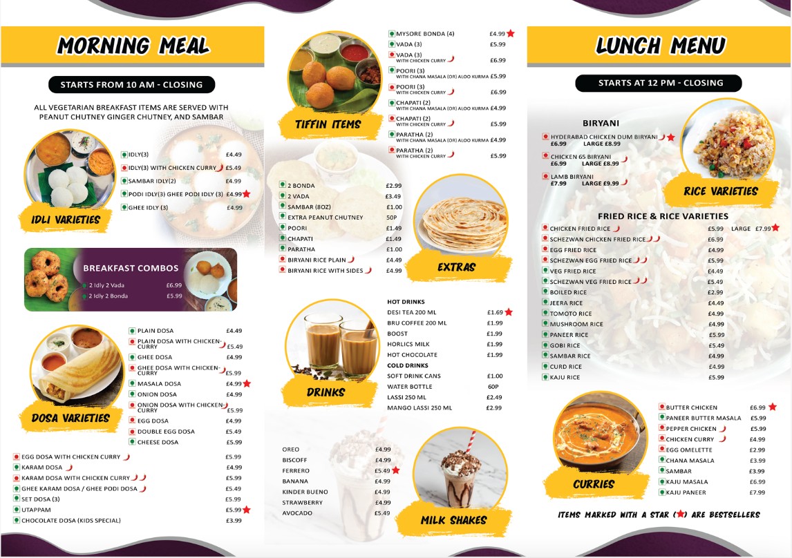 Deccan Spice indian takeaway menu sample