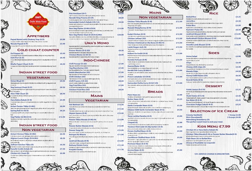 indian takeaway menu sample Delhi Wala Food